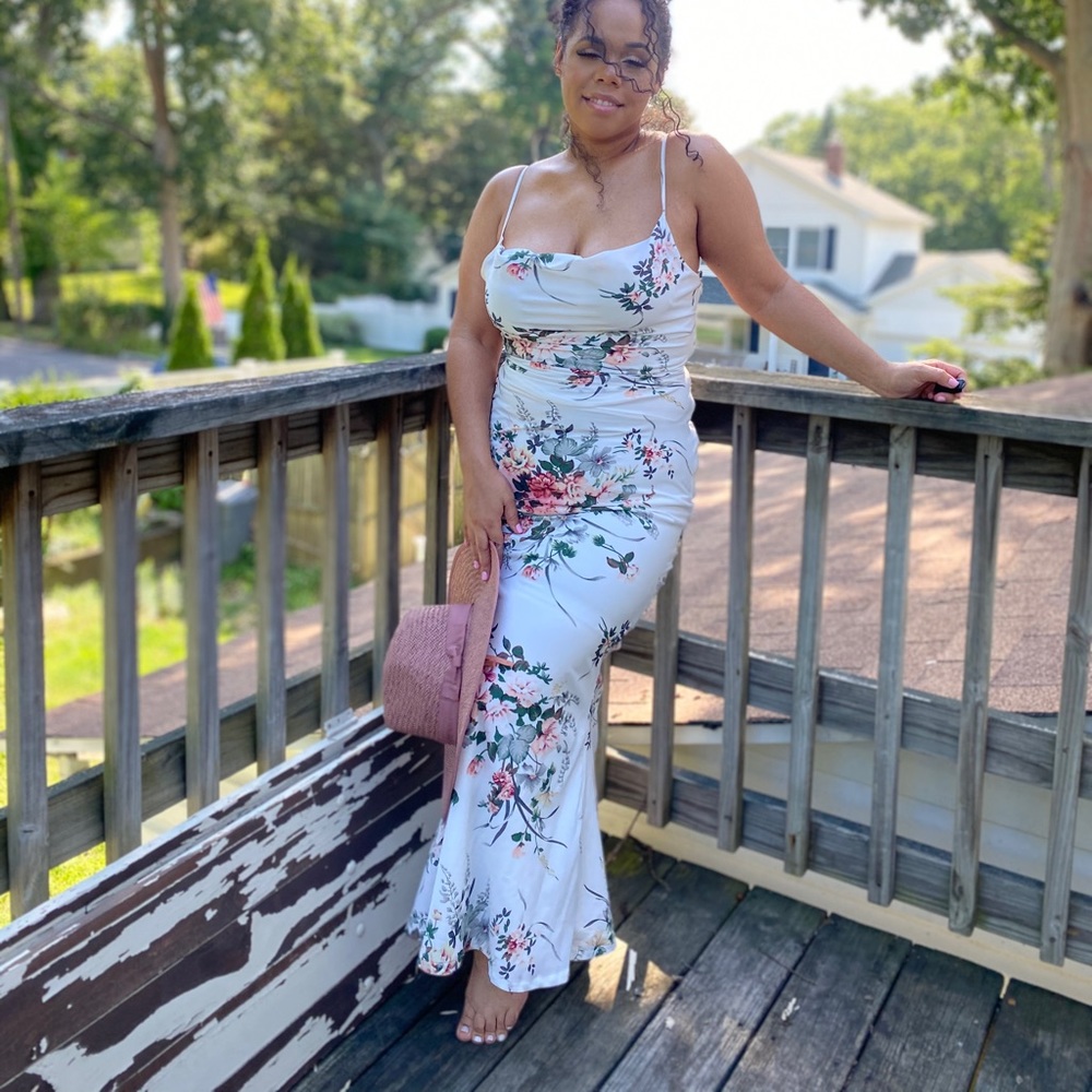 Cow neck floral dress